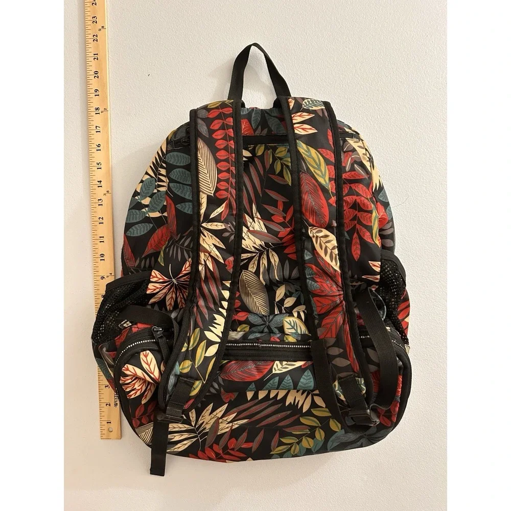 Venture Pal Floral Backpack Black/Multicolor Zip, Bottle Pocket